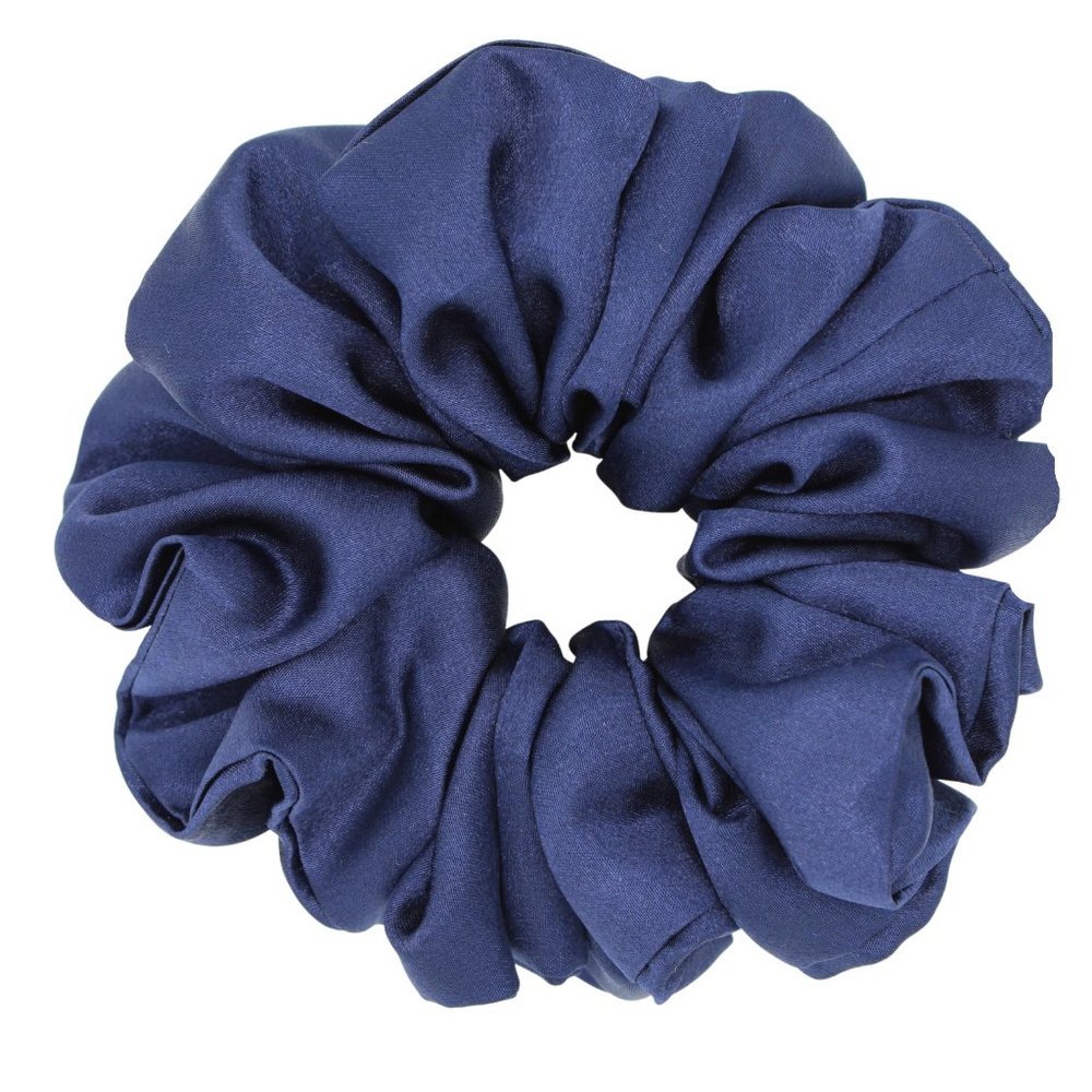 Large Scrunchie, Navy Blue Satin  HairScrunchie
